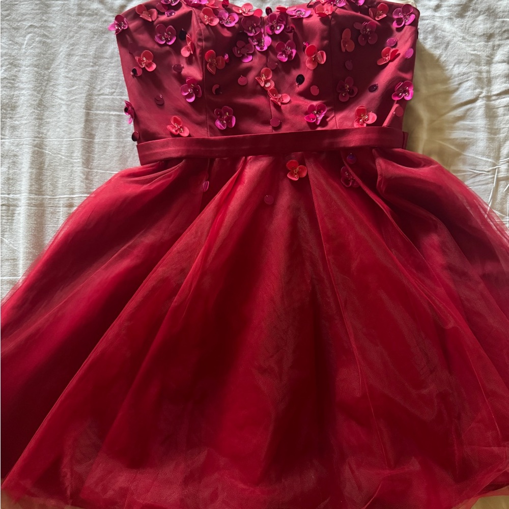 Elegant Red Floral Dress